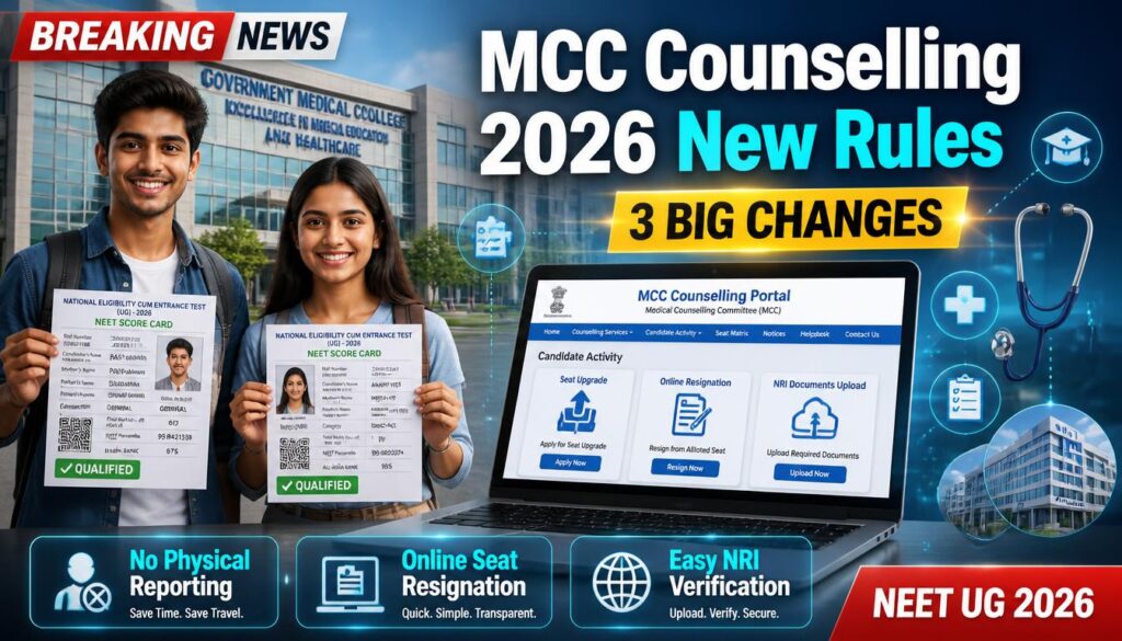 MCC Counselling 2026 New Rules: 3 Major changes